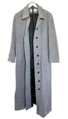 Mackintosh Trench Coat Grey Herringbone Size 2/4 Wool $1500